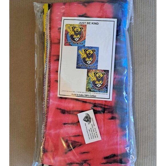 Just Be Kind New Grateful Dead Gift Large Tapestry Red Yellow Blue Dancing Bear - Picture 3 of 3